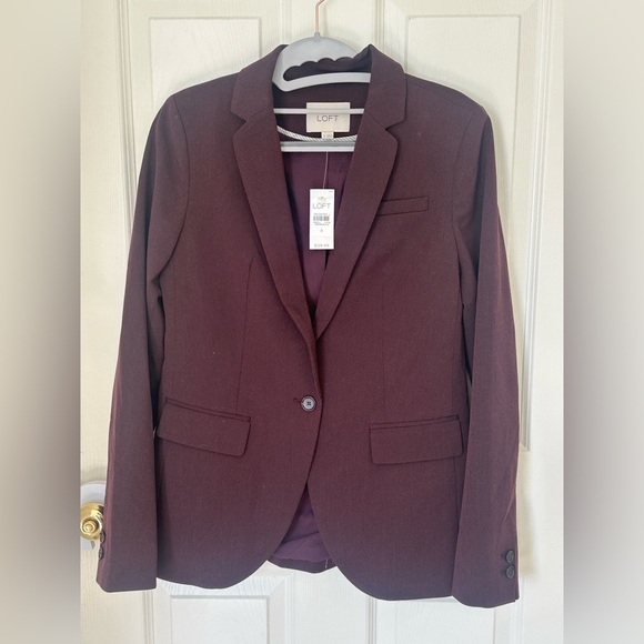 LOFT Women’s Blazer, Dark‎ Burgundy/Purple, New with Tag, Size 0 - Picture 1 of 6